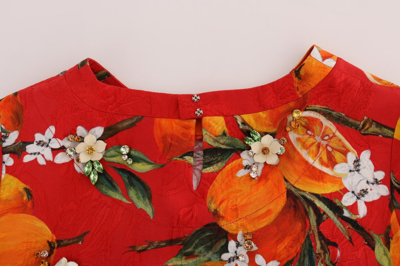 Shop Dolce & Gabbana Orange Print Crystal-embellished Women's Blouse In Multicolor