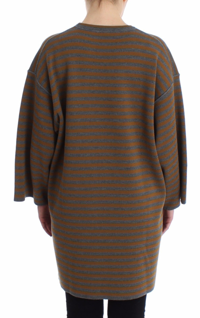 Shop Dolce & Gabbana Oversized Gray Yellow Striped Sweater Women's Top