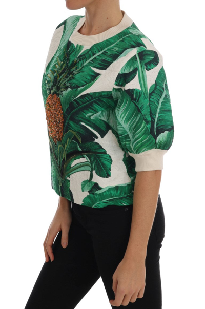 Shop Dolce & Gabbana Pineapple Banana Sequins Crewneck Women's Sweater In Multicolor