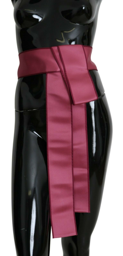 Shop Dolce & Gabbana Pink 100% Silk 3 Button Closure Wide Waist Women's Belt
