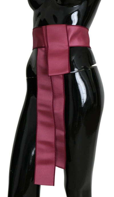 Shop Dolce & Gabbana Pink 100% Silk 3 Button Closure Wide Waist Women's Belt