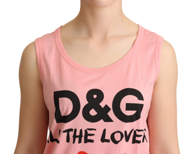 Shop Dolce & Gabbana Pink All The Lovers Tank Top Women's T-shirt