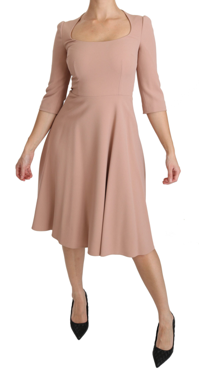Dolce & Gabbana Elegant Light Pink A-line Knee Length Dress In Pink