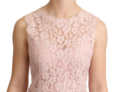 Shop Dolce & Gabbana Elegant Pink Lace Sleeveless Women's Blouse