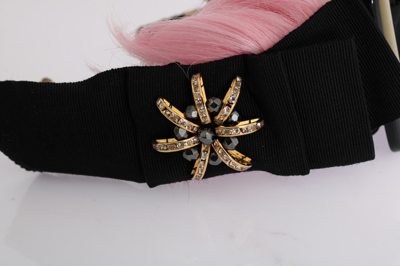 Shop Dolce & Gabbana Pink Hair Sicily Crystal Women's Headband In Black