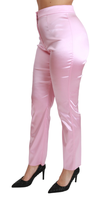 Shop Dolce & Gabbana Pink Metallic High Waist Skinny Women's Pants