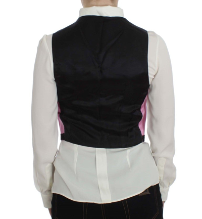Shop Dolce & Gabbana Pink Silk Button Front Torero Vest Women's Top