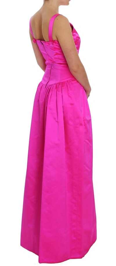 Shop Dolce & Gabbana Elegant Silk Full Length Pink Sheath Women's Dress