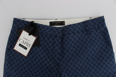 Shop Dolce & Gabbana Polka Dotted Stretch Capri Women's Jeans In Blue