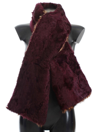 Shop Dolce & Gabbana Purple Lamb Fur Leopard Print Women's Scarf