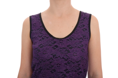 Shop Dolce & Gabbana Purple Floral Lace Short Mini Shift Women's Dress