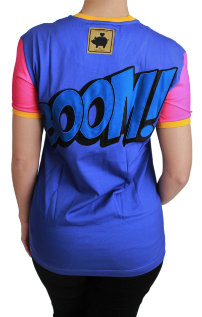 Shop Dolce & Gabbana Purple Pig Supergirl Top Cotton Women's T-shirt In Blue