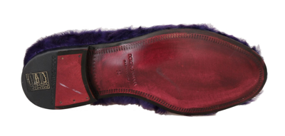 Shop Dolce & Gabbana Purple Sheep Fur Leather Women's Loafers