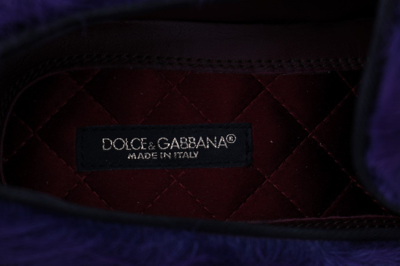 Shop Dolce & Gabbana Purple Sheep Fur Leather Women's Loafers