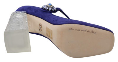 Shop Dolce & Gabbana Purple Suede Crystal Pumps Heels Women's Shoes