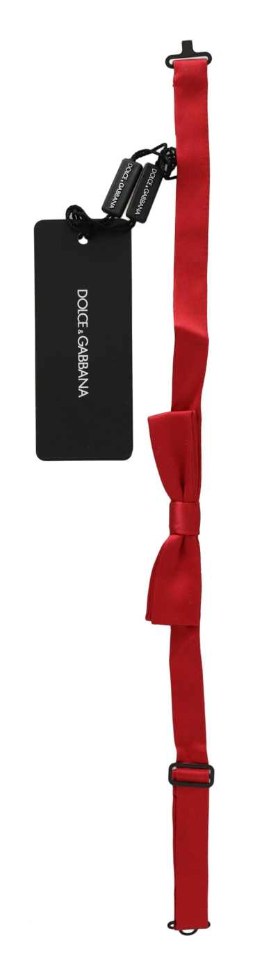 Dolce & Gabbana Red 100% Silk Slim Adjustable Neck Papillon Bow Tie In Red
