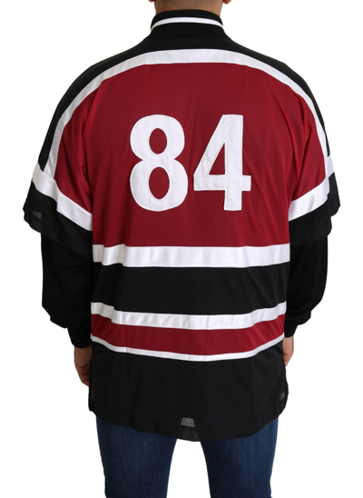 Dolce & Gabbana Red Black Amore Sport Full Zipper Sweater In Black And Red