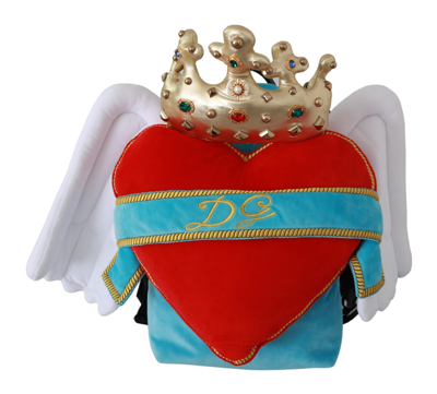 Shop Dolce & Gabbana Red Blue Heart Wings Dg Crown School Women's Backpack