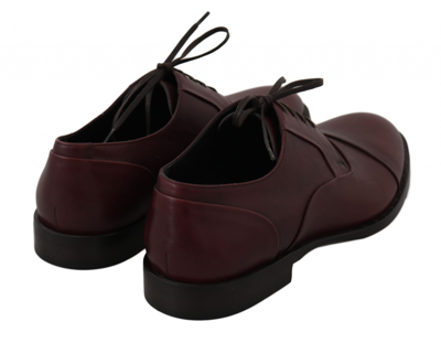 Shop Dolce & Gabbana Red Bordeaux Leather Derby Formal Men's Shoes