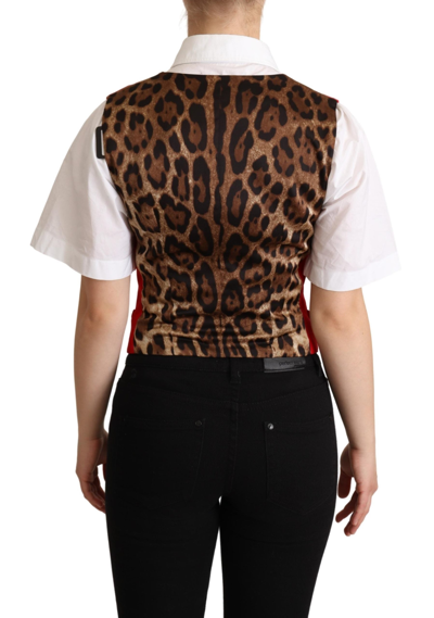 Shop Dolce & Gabbana Elegant Red Leopard Print Sleeveless Women's Vest