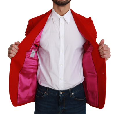 Shop Dolce & Gabbana Elegant Red Cashmere Slim Fit Men's Blazer