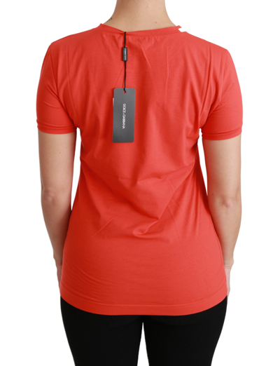 Shop Dolce & Gabbana Red Crewneck Short Sleeve T-shirt Cotton Women's Top