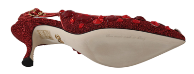 Shop Dolce & Gabbana Red Crystal Christmas Slingbacks Women's Shoes