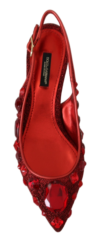 Shop Dolce & Gabbana Red Crystal Christmas Slingbacks Women's Shoes
