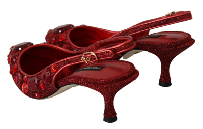 Shop Dolce & Gabbana Red Crystal Christmas Slingbacks Women's Shoes