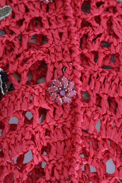 Shop Dolce & Gabbana Red Fairy Tale Fur Crystal Cardigan Women's Sweater