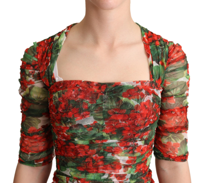 Shop Dolce & Gabbana Elegant Red Floral Midi Sheath Women's Dress