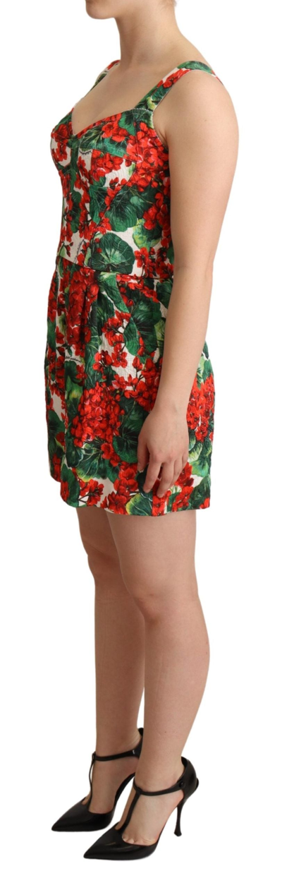 Shop Dolce & Gabbana Red Geranium Print Shorts Jumpsuit Women's Dress