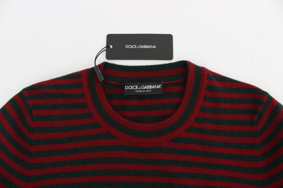 Shop Dolce & Gabbana Red Gray Cashmere Short Sleeve Women's Sweater