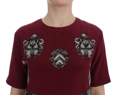 Shop Dolce & Gabbana Red Knight Print Silk Blouse Women's T-shirt