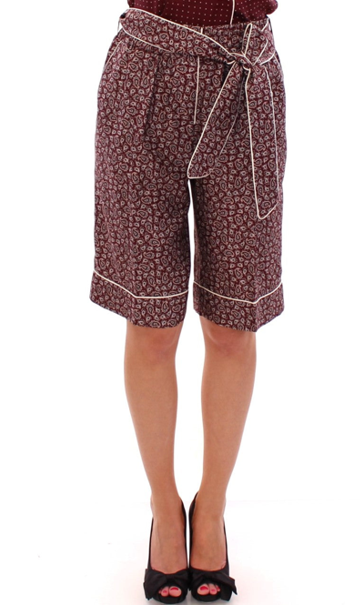 Shop Dolce & Gabbana Red Pajama Silk Women's Shorts