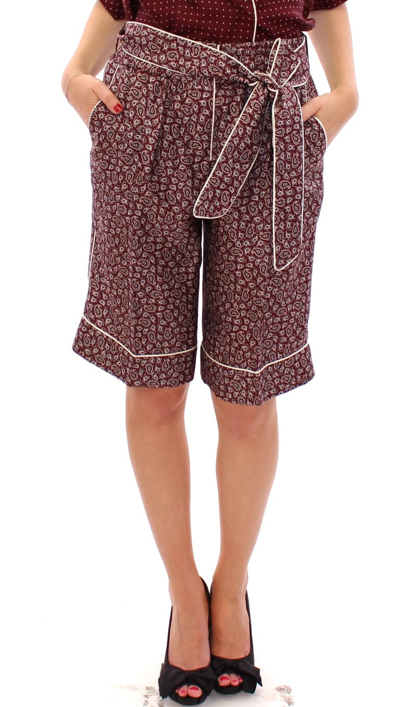 Shop Dolce & Gabbana Red Pajama Silk Women's Shorts