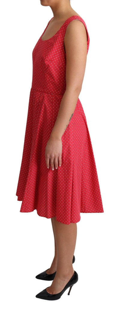 Shop Dolce & Gabbana Red Polka Dotted Cotton A-line Women's Dress