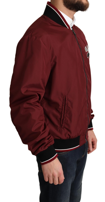 Shop Dolce & Gabbana Red Polyester Full Zip Bomber Men's Jacket