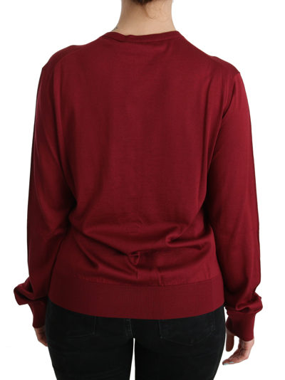 Shop Dolce & Gabbana Silk Red Cardigan Top With Button Women's Accents