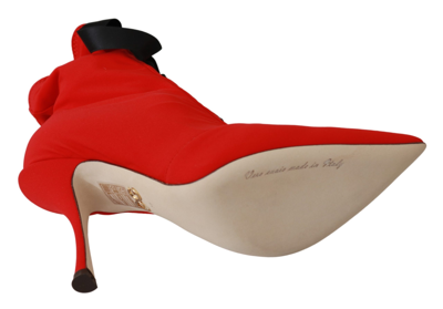 Shop Dolce & Gabbana Red Stretch Soft Heels Booties Women's Shoes