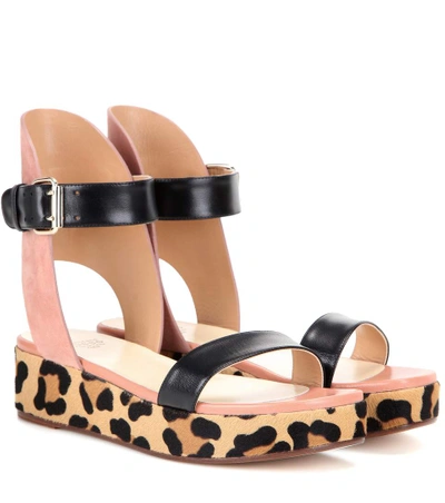 Shop Francesco Russo Leather, Suede And Calf Hair Sandals In Black