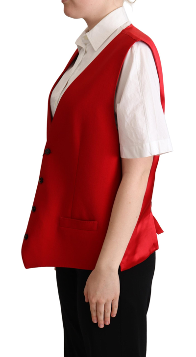 Shop Dolce & Gabbana Elegant Red Virgin Wool Sleeveless Women's Vest