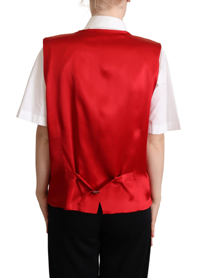 Shop Dolce & Gabbana Elegant Red Virgin Wool Sleeveless Women's Vest