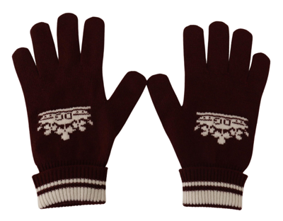 Shop Dolce & Gabbana Elegant Red Cashmere Gloves With Crown Men's Motif