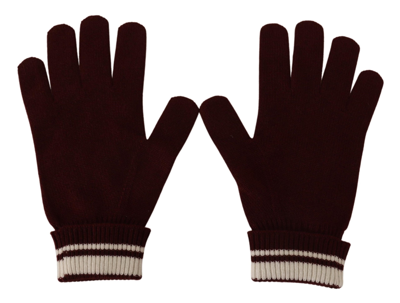 Shop Dolce & Gabbana Elegant Red Cashmere Gloves With Crown Men's Motif