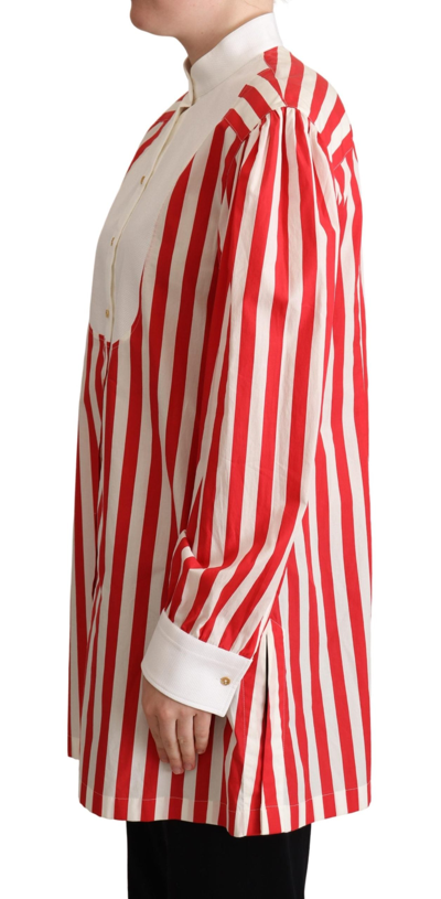 Dolce & Gabbana Red White Striped Long Sleeves Formal Shirt In Red