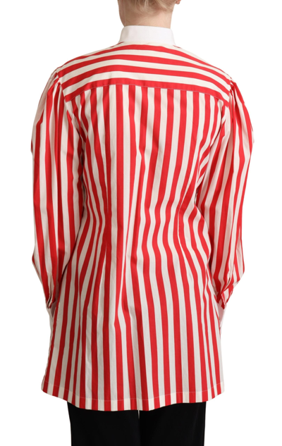 Shop Dolce & Gabbana Elegant Red And White Stripe Cotton Polo Women's Top