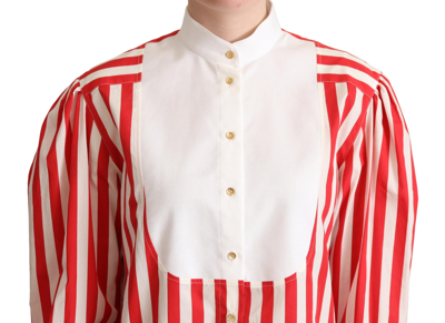 Shop Dolce & Gabbana Elegant Red And White Stripe Cotton Polo Women's Top