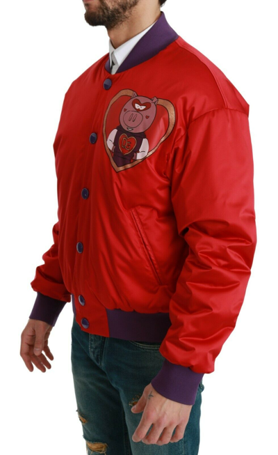 Shop Dolce & Gabbana Red Year Of The Pig Bomber Men's Jacket