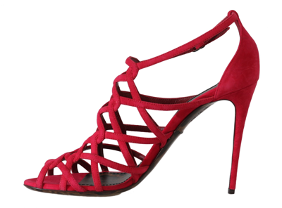 Shop Dolce & Gabbana Shoes Stilettos Red Suede Strap Women's Sandals